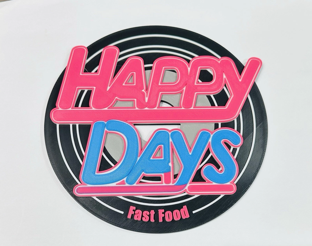 Decorative Happy Days Fast Food logo Sign Display 3D TV Wall
