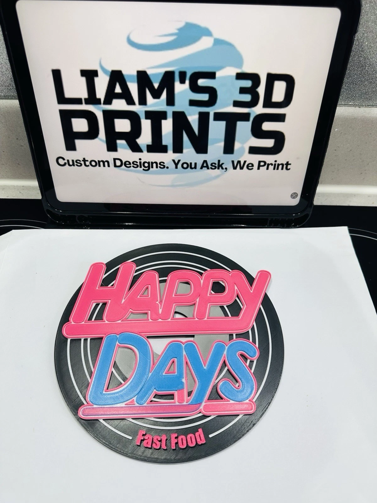 Decorative Happy Days Fast Food logo Sign Display 3D TV Wall