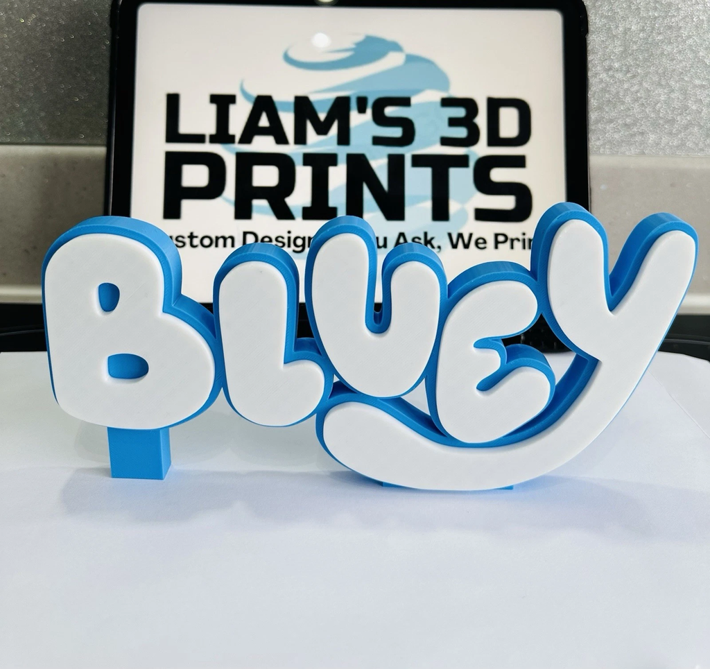 Decorative Bluey Tv logo Sign Display Self Standing