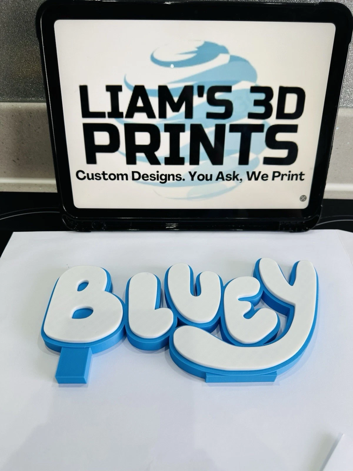 Decorative Bluey Tv logo Sign Display Self Standing