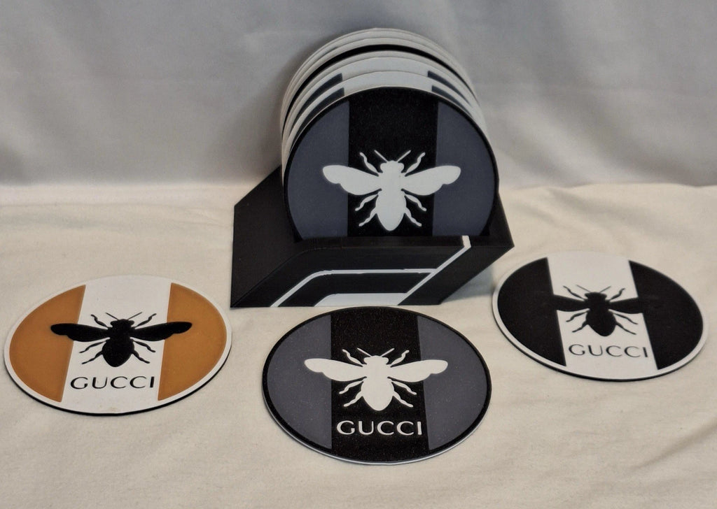 Decorative GG Gucci bee Logo Coaster Room Sign Display 10cm Designer Mancave