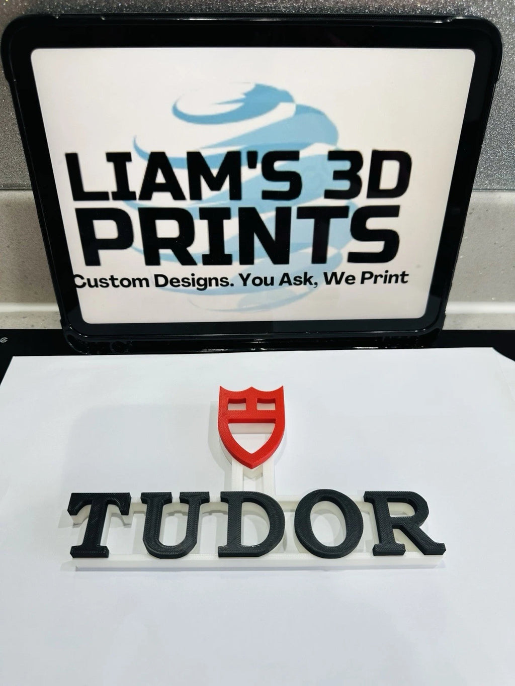 Decorative Tudor Watch Brand Logo Sign Display Table Stand