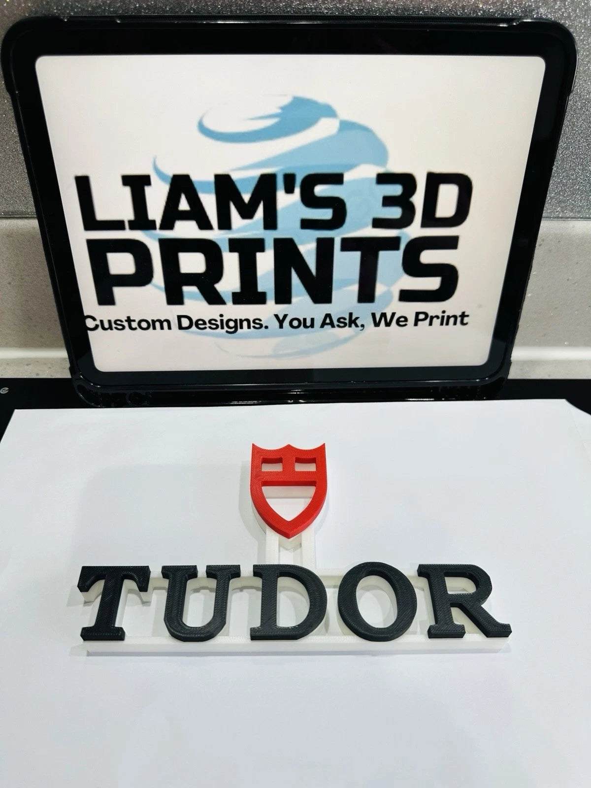 Decorative Tudor Watch Brand Logo Sign Display Table Stand