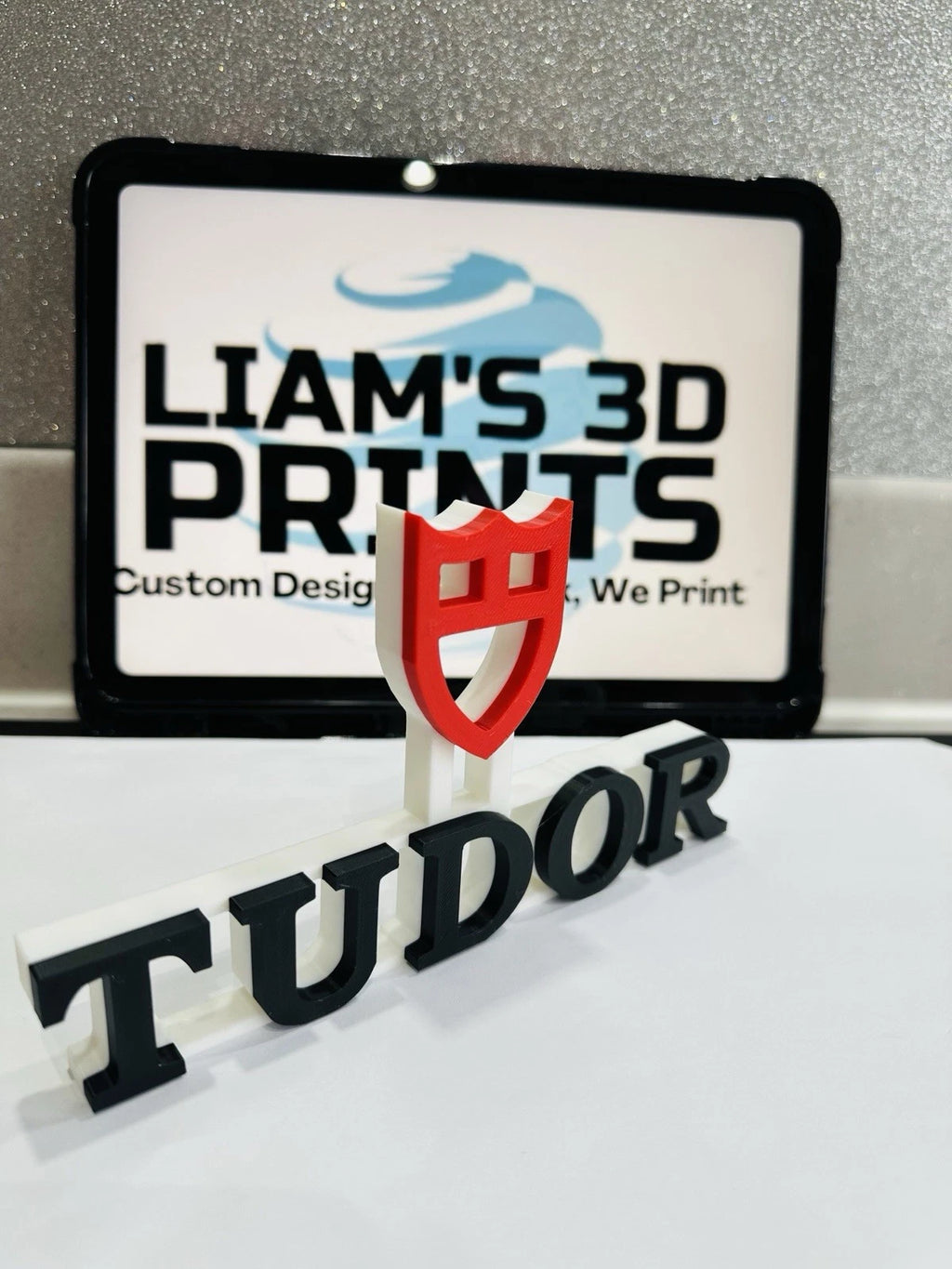 Decorative Tudor Watch Brand Logo Sign Display Table Stand